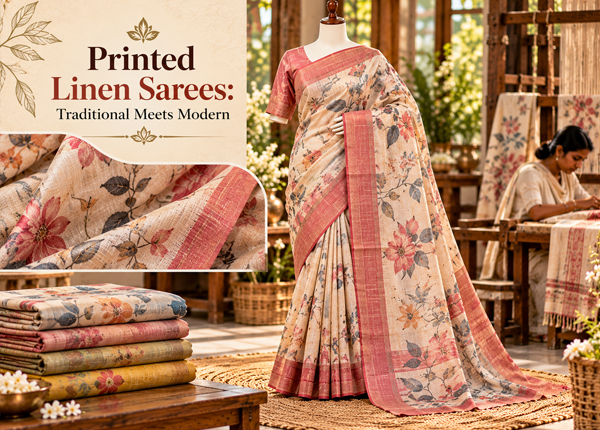 Printed Linen Sarees