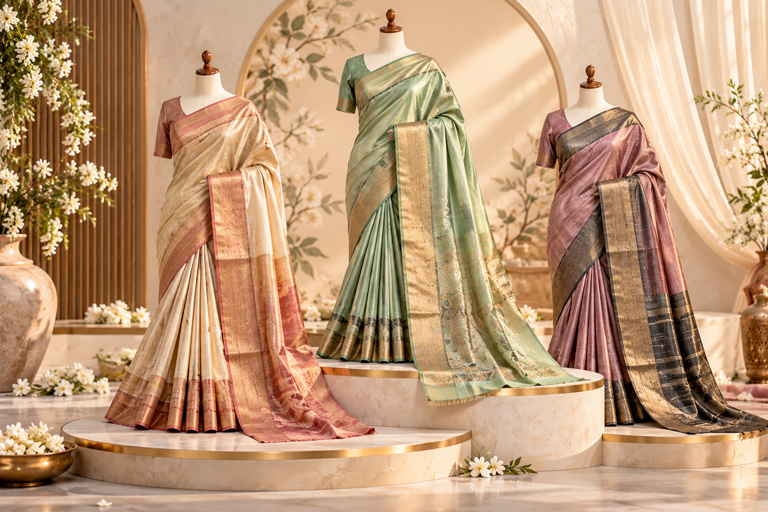 Tussar Mulberry Dupion Silk Sarees