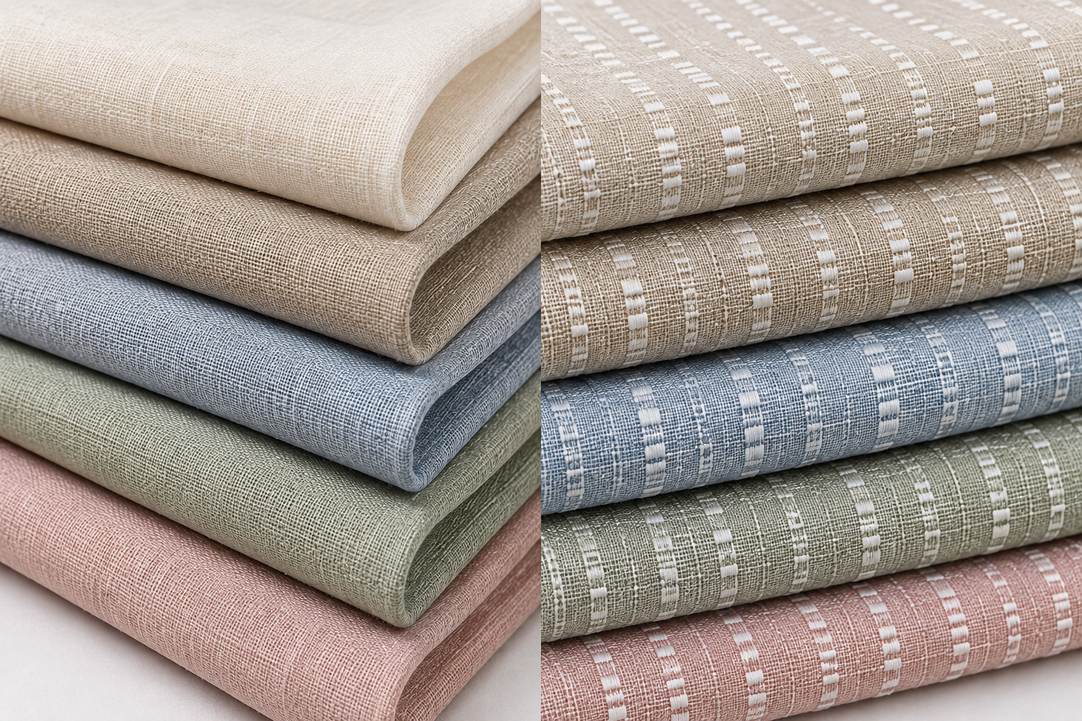Plain and doby design linen fabrics